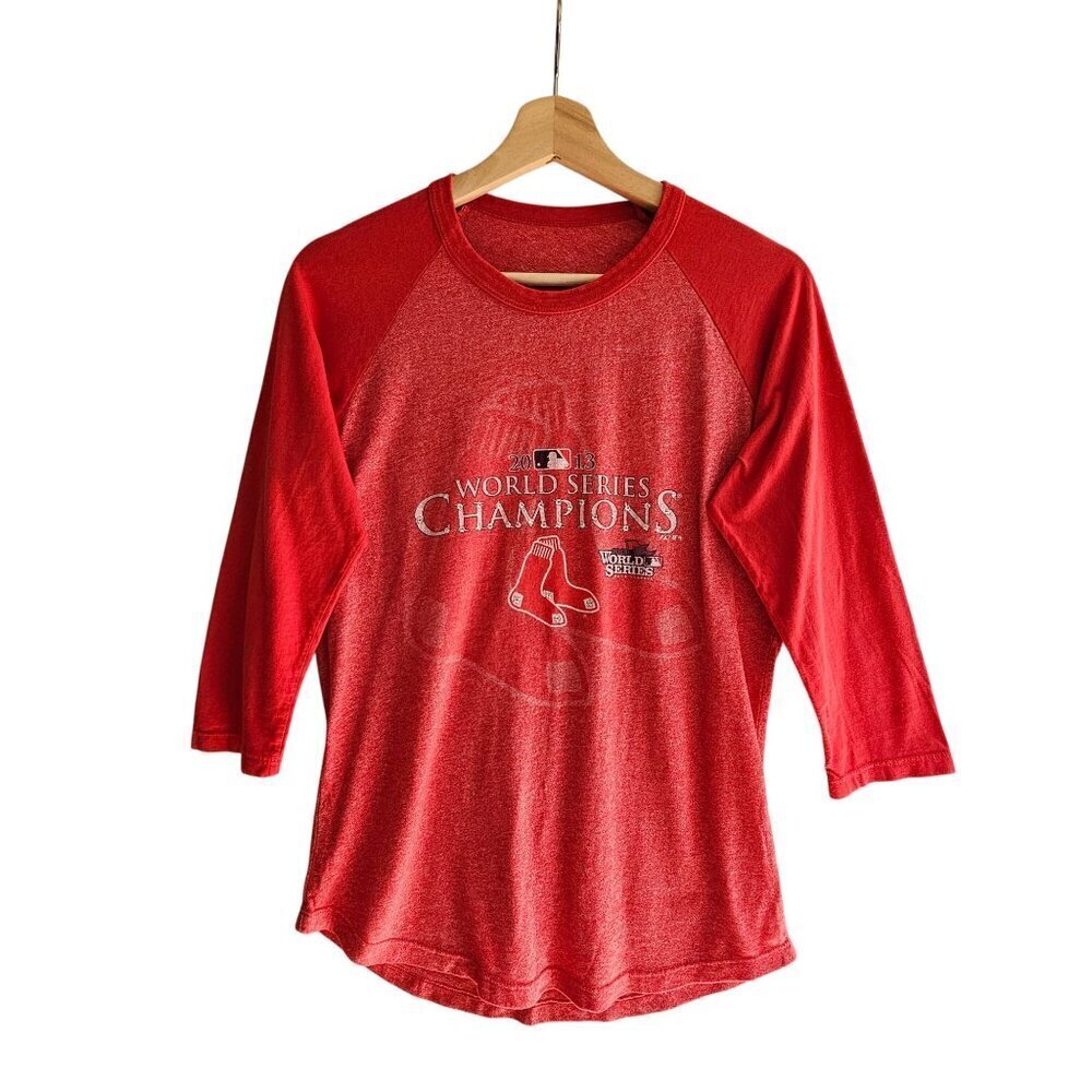 2013 Red Sox World Series Champions Red Raglan Tee W/ Rhinestone Accents Small